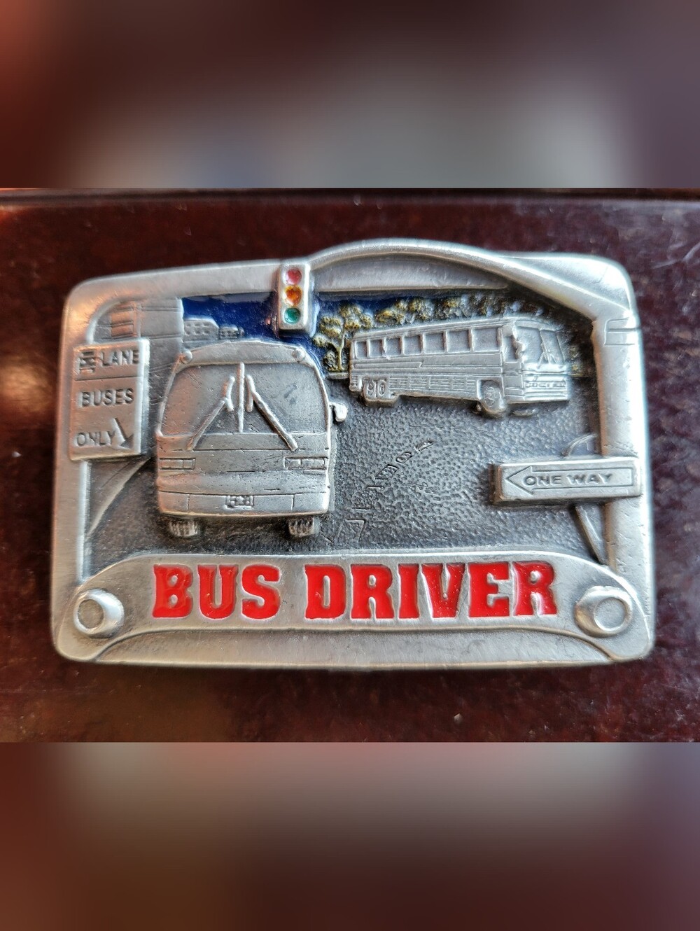 Vintage 1997 C&J Inc. Bus Driver Pewter Belt Buckle